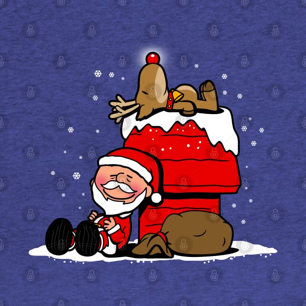 Cute Santa Claus And Rudolph Christmas Winter Funny Christmas Cartoon Gift by BoggsNicolas